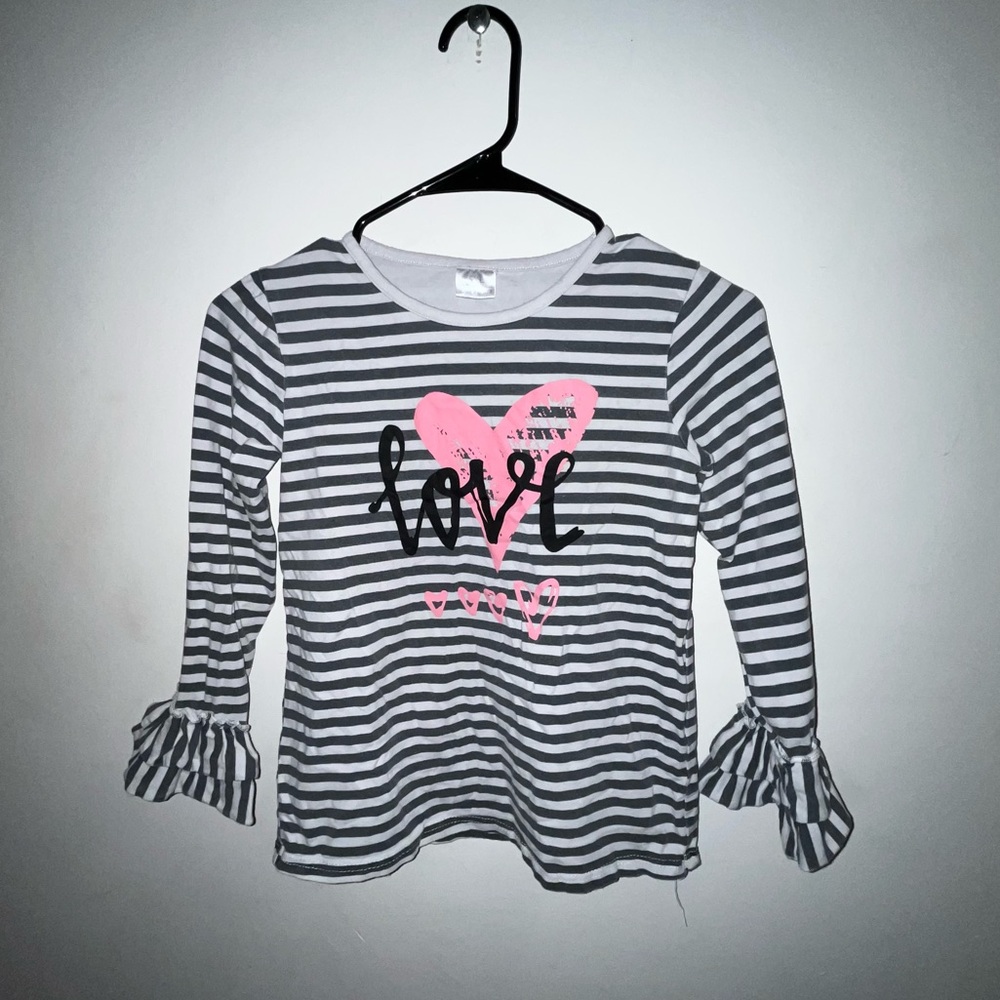 Girls Striped Gray and Pink Kids Top